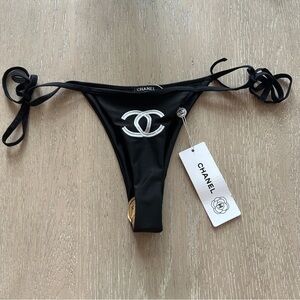 Chanel Black Cheeky Bikini Bottoms